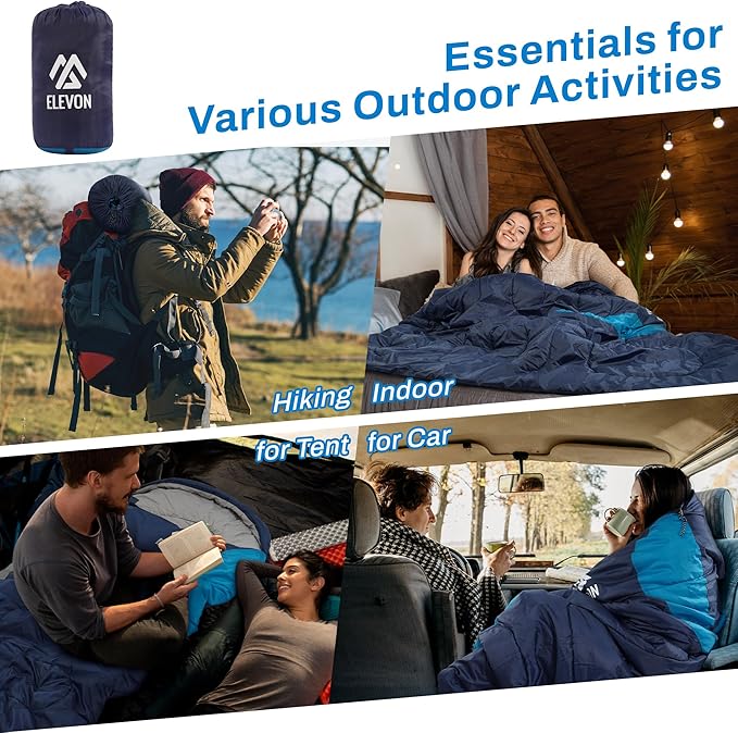 Sleeping Bag for Adults Teens Kids Cold Warm Weather, Portable Waterproof & Lightweight, Compact with Compression Sack, for 3-4 Seasons Camping, Backpacking, Hiking, Travel, Indoors Outdoors