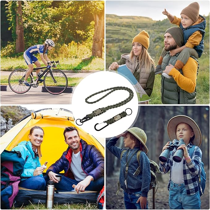 Frienda 2 Set Heavy Duty Paracord Lanyard Necklace Whistles Strap Braided 550 Keychain Lanyard for Outdoor Activities Camera