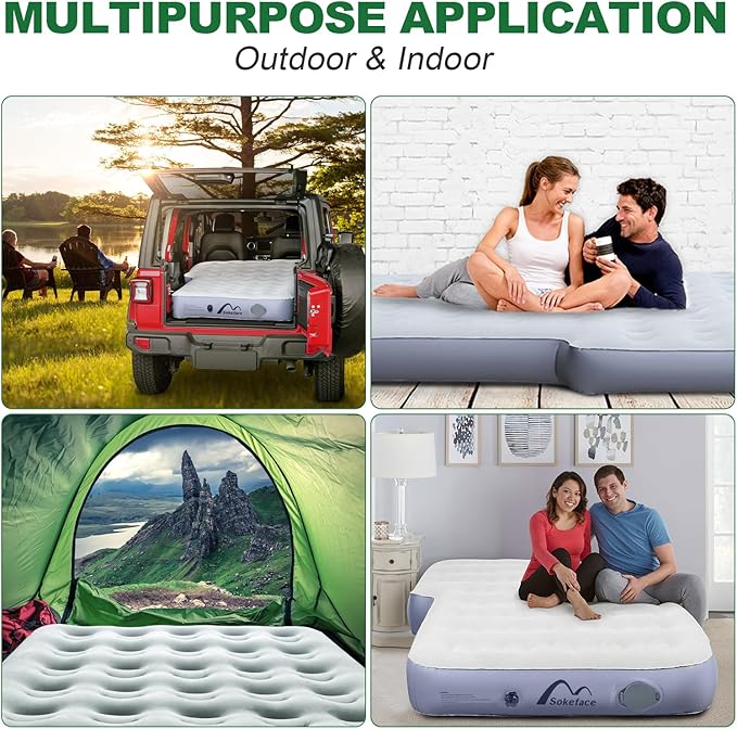 Jeep Wrangler Air Mattress Jeep Mattress with Wireless Air Pump Large SUV Air Mattress,Jeep Wrangler Bed 10inch SUV Camping Bed for JK JKU JL JLU Unlimited 4 Door