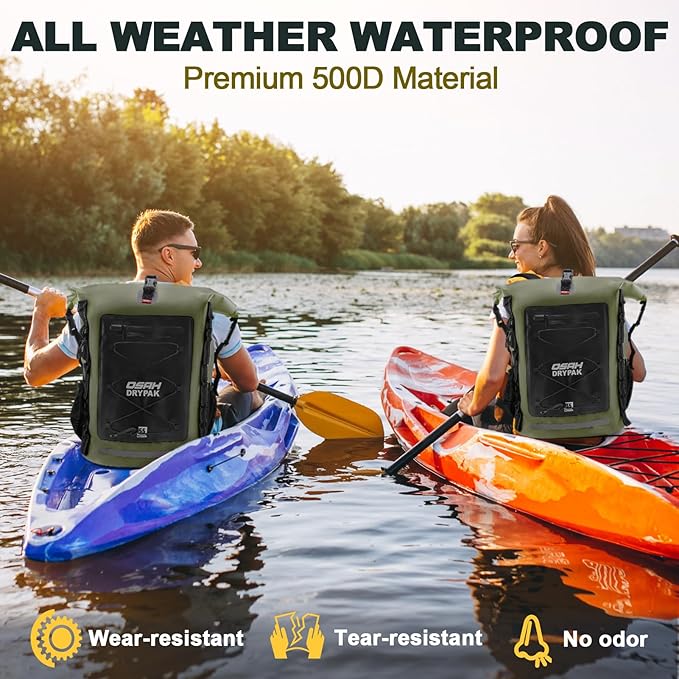 Waterproof Backpack Dry Bag 35L/55L β Heavy Duty Roll-Top Hiking Backpack for Travel, Kayaking, Boating, Camping, Rafting and Fishing