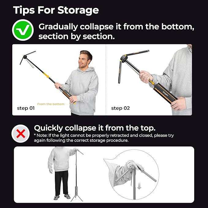 BougeRV Telescopic Camping Light, 15600mAh Collapsible Outdoor Light, Rotatable Electric Lantern, IP54 Waterproof Flashlight, Cordless Camping Tent Lamp for Emergency, Camping, Hiking(Black)