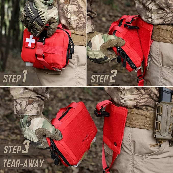 Tactical EMT Pouch, Rip Away Molle Medical Pouches IFAK Tear-Away First Aid Kit Emergency Survival Bag for Travel Outdoor Hiking