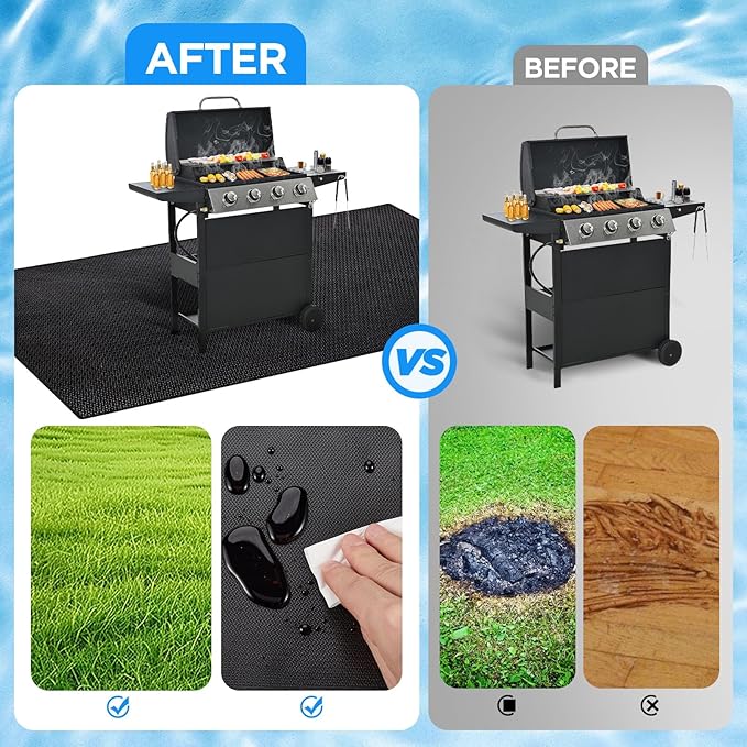 Large 76x52 inches Under Grill Mat for Outdoor Grill,Double-Sided Fireproof Grill Pad for Fire Pit,Indoor Fireplace Mat Fire Pit Mat,Oil-Proof Waterproof BBQ Protector for Deck and Patio