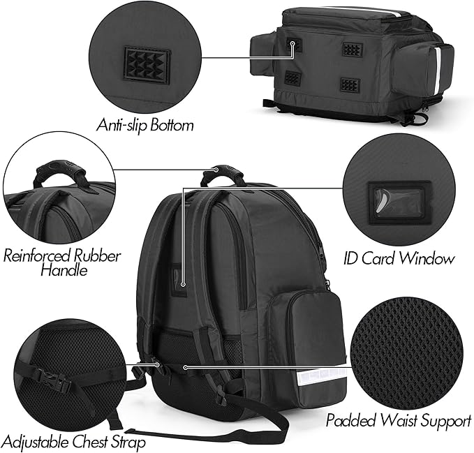 Trunab First Responder Bag Trauma Backpack Empty, Medical Emergency Kits Storage Jump Bag Pack for EMT, EMS, Police, Firefighters, Safety Officers, Black