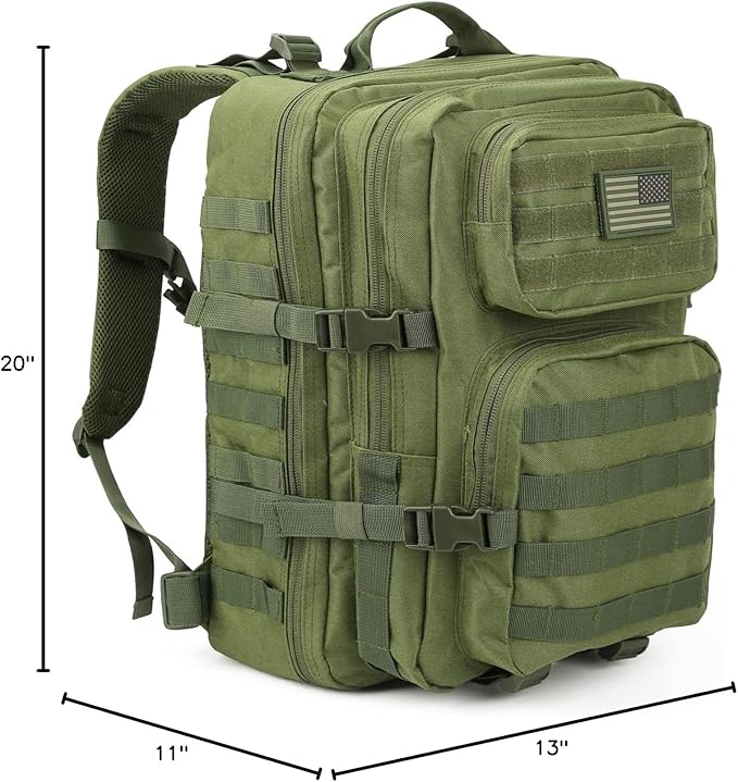REEBOW GEAR Military Tactical Backpack Large Army 3 Day Assault Pack Molle Bag Boys Backpacks for School Army Green