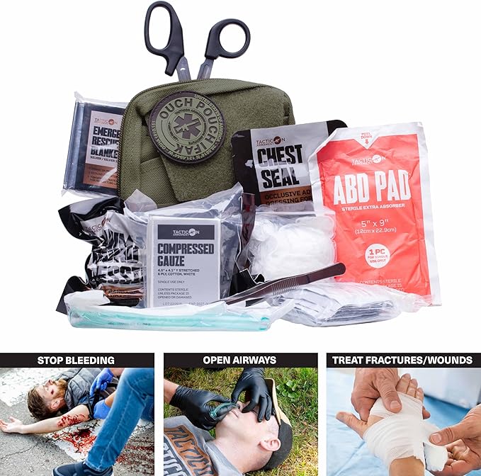 TACTICON V2 Standard IFAK Trauma First Aid Kit | EMT Survival Med Kit | Chest Seal | Israeli Bandage | Bandages | Belt or MOLLE Attach | Tactical Emergency Medical Pouch