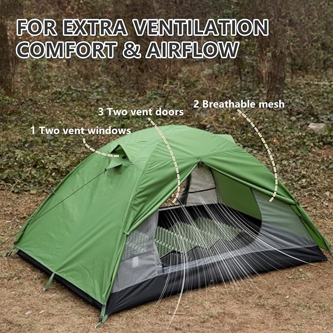BISINNA Backpacking Tent 2 Person Lightweight Camping Tent Waterproof 3 Season with Aluminum Pole for Outdoor Mountaineering Hiking Travel