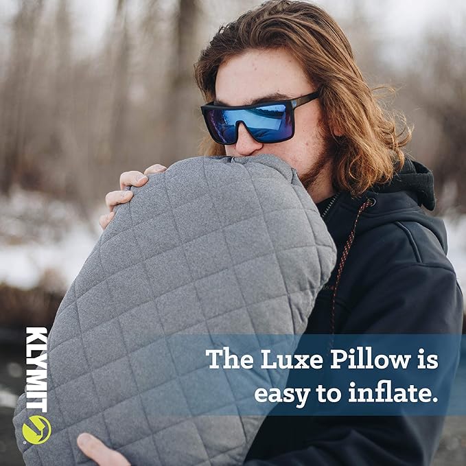 Klymit Insulated Double V Sleeping Pad and Luxe Travel Pillow Bundle
