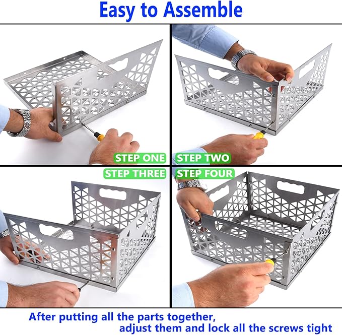 12 Inch Charcoal Firebox Basket for Oklahoma Joe Offset Smoker, Grill Accessories for Long and Efficient Smoking, 12" x 12" x 7.5 "Fire Basket for Oklahoma Joes Highland (Stainless Steel)