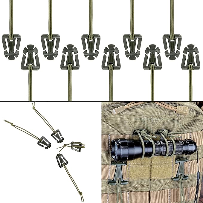 BOOSTEADY 36PCS Attachments for Tactical Backpack Vest Belt,D-Ring Grimloc Locking Gear Clip, Web Dominator Elastic Strings, Strap Management Tool Buckle,Hydration Tube Clips,Key Ring,MOLLE Bag