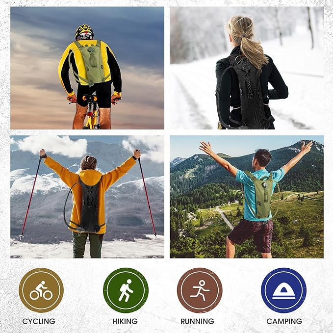 Sanwuta 2 Pcs Hydration Backpack with 3 Liter Water Bladder Tactical Lightweight 17.72 x 7.87 Inch Hydration Pack Backpack Water Backpack Hydration Bag Water Bag for Hiking Running