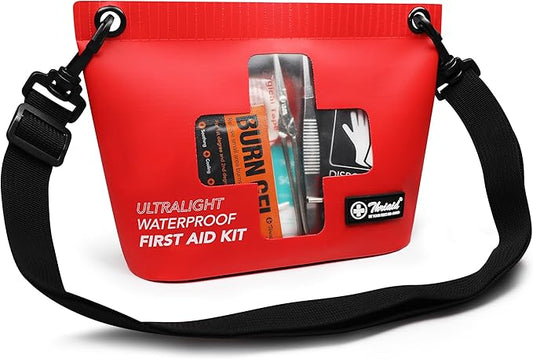 120 PCS Waterproof First Aid Kit, Portable Small Boat Dry Bag Bug Out Bag, Emergency Medical Kit Ideal for Boating, Camping, Fishing, Kayaking, Floating, Red