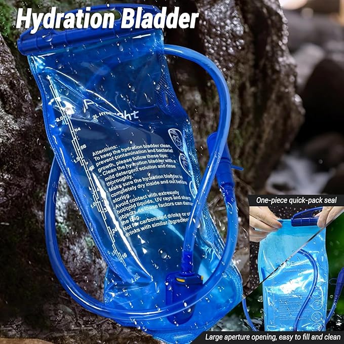 2Pack Hydration Backpack for Hiking with 2L Hydration Bladder - Lightweight Hydration Pack with Big Storage for Kids Women Men Hiking Cycling Camping Running