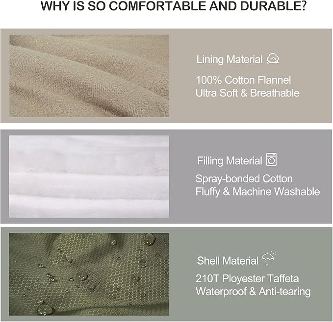 0 Degree Sleeping Bag 100% Cotton Flannel XXL for Adults Big and Tall Cold Weather Winter Zero Degree Camping,Free Compression Sack