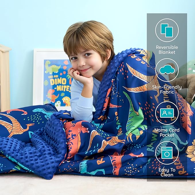 JOIEDOMI Toddler Nap Mat for Preschool 55''x30'' Sleeping Mat with Removable Pillow and Minky Blanket for Kids Ages 3-7 Roll Up Soft Kids Sleeping Bag for Boys Girls Kindergarten Daycare Sleepover