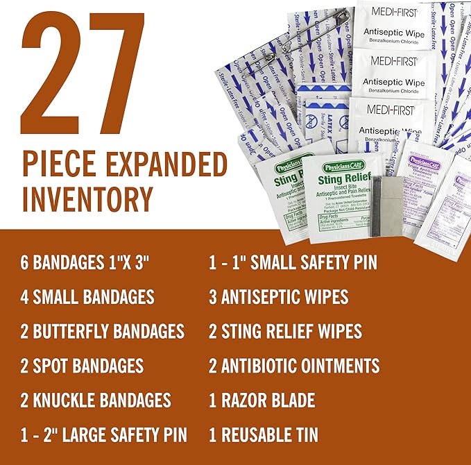 Coleman All Purpose Mini First Aid Kit - Compact & Affordable Emergency Preparedness with First Aid Assortment - 27 Pieces – Travel Friendly