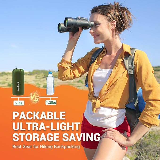 KingCamp Self Inflating Camping Mattress with Built-in Foot Pump, Connectable Durable Inflatable Sleeping Mat with Pillow, Compact Camping Air Mattress for Hiking