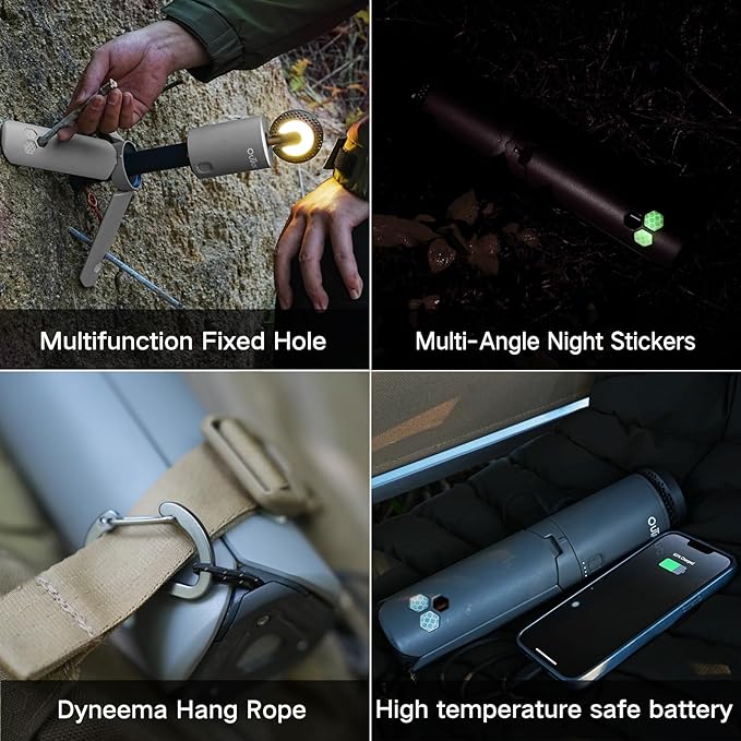 Camping Light Telescopic, Collapsible Magnetic Camping Lantern with 12000mAh Battery, Telescoping IPX6/IPX7 Waterproof Flashlights, Camping Lamp for Emergency, Camping, Hiking (Gray)