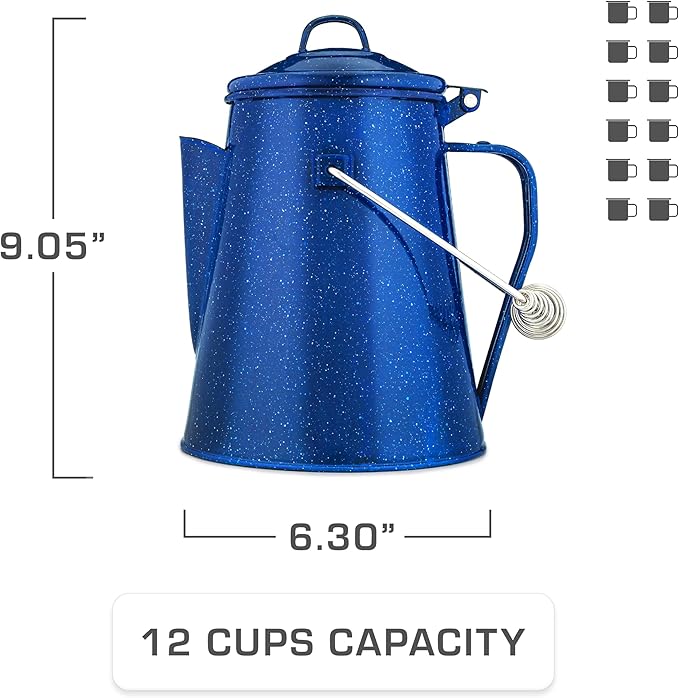 COLETTI Classic Camping Kettle - Tea and Camp Kettle, NO Aluminum or Plastic, Ideal for Boiling Water (Blue)