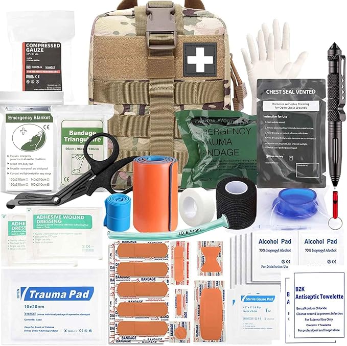 Ifak Trauma Kit, 74 Piece Upgrade Tactical First Aid Supplies, Molle Ifak Pouch Rip Away Refill Supplies for Survival Camping Hiking Travel