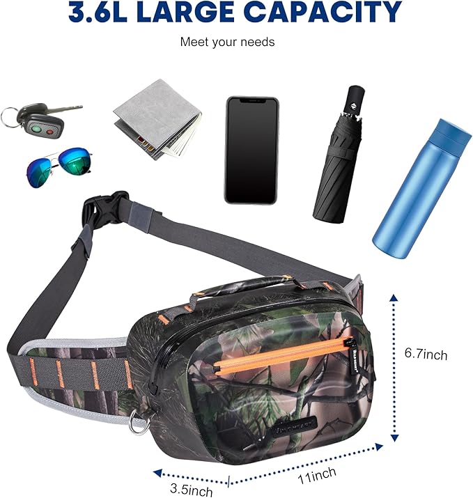 WILD HEART Airtight Waterproof Waist Bag Luya Bag 3D Dimension Shape Case 3.6L TPU Material for Outdoor Kayaking, Rafting, Boating, Swimming, Camping, Hiking, Beach, Fishing (Army Green)