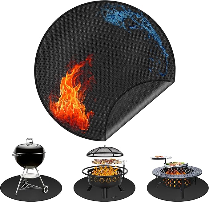 Fire Pit Mats for Under Fire Pit Compatible with Solo Stove Accessories Compatible with Solo Stove, 3-Layer Fireproof Under Grill Mats for Outdoor Grill to Protect The Deck, Patio, 47in