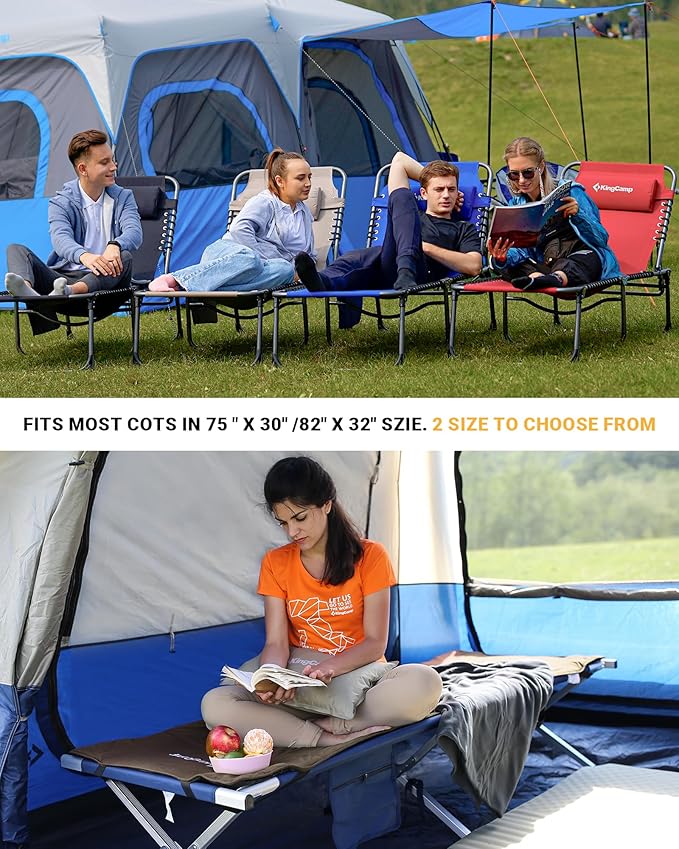 KingCamp Cot Pad Topper for Camping, Soft Warm Non-Slip Cot Mattress, Comfortable Lightweight Sleeping Mat for Outdoor & Indoor, Picnic, Hiking, Backpacking, Yoga