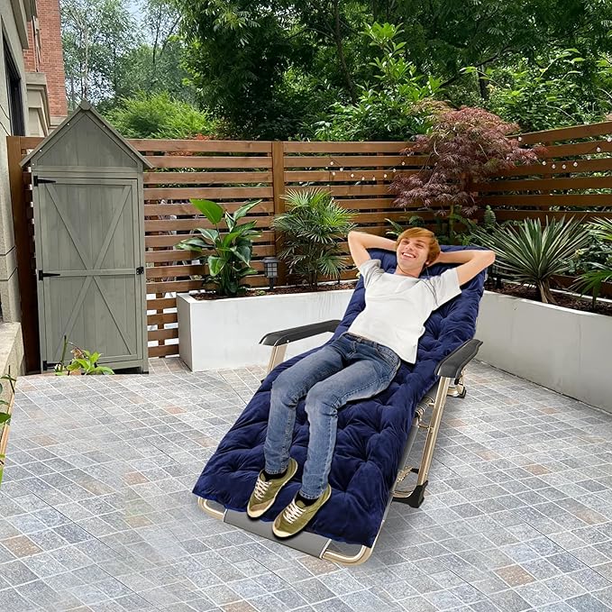 RedSwing XL Cot Mattress Pad, Cot Pads for Camping, 1.5''/3.2'' Thick Cotton Camping Cot Mattress Pads, Soft and Comfortable, Blue/Grey