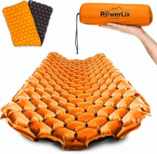 POWERLIX Ultralight Inflatable Camping Sleeping Pad - Camping Mattress for Backpacking, Hiking, Compact Lightweight Air Pad for Camping, Inflation Hand Pump Bag/Repair Kit Included