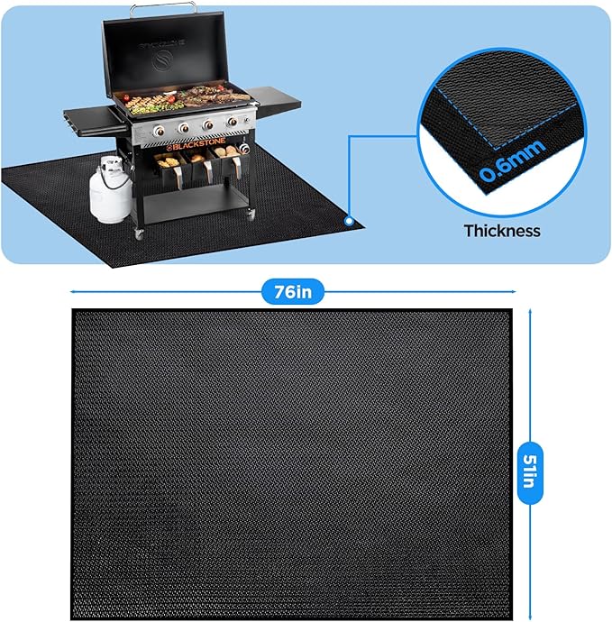 Large 76x52 inches Under Grill Mat for Outdoor Grill,Double-Sided Fireproof Grill Pad for Fire Pit,Indoor Fireplace Mat Fire Pit Mat,Oil-Proof Waterproof BBQ Protector for Deck and Patio