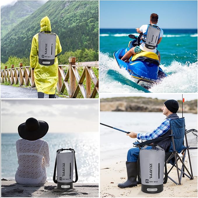Dry Bag Waterproof Floating Backpack 10L/20L/30L,Waterproof Bag for Women Men,Roll Top Dry Compression Sack Keeps Gear Dry for Boating, Kayaking, Surfing, Rafting and Fishing (Grey, 10L)