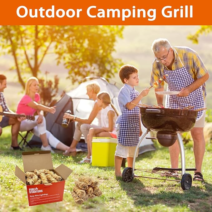 E500 Fire Starter - 120 PCS Natural Pine Fire Starters for Fireplace, Campfires, Fire Pit, BBQ, Pellet Stove, Wood, Pizza Oven - Chimney Charcoal Starter for Grill