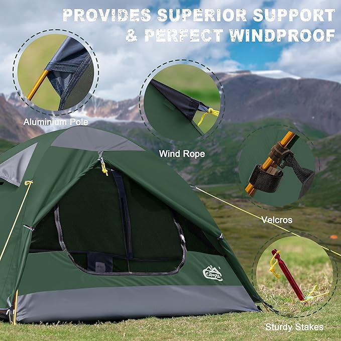 1 Person Backpacking Tent, Lightweight Compact Single Person Tent, Waterproof Windproof One Man Tent for Camping Hiking