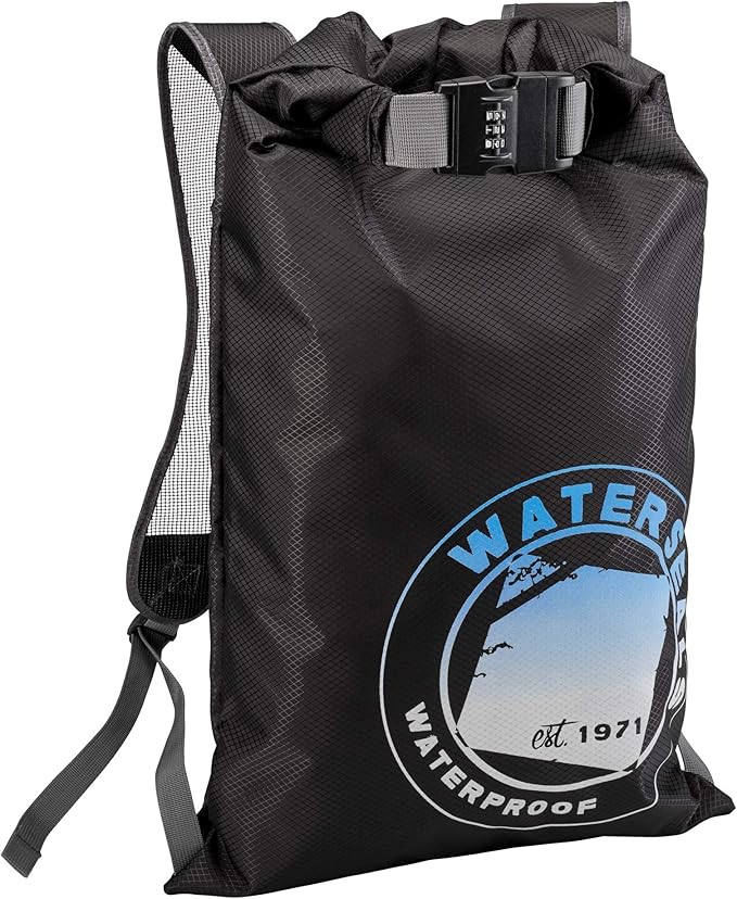 WaterSeals Locking Backpack + Waterproof Bag for Women & Men with Ripstop Material & Anti-Theft Combination Lock to Protect Wallet, iPhone or Valuables at the Beach, Pool, Skiing, or Camping, Black