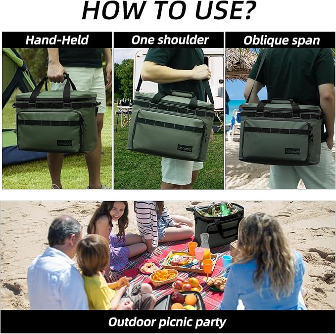 Deep Freeze Cooler Soft Sided Cooler Bag, 34 Can Collapsible Insulated Ice Chest, Large Leakproof Camping & Travel Cooler for Kayaking & Beach