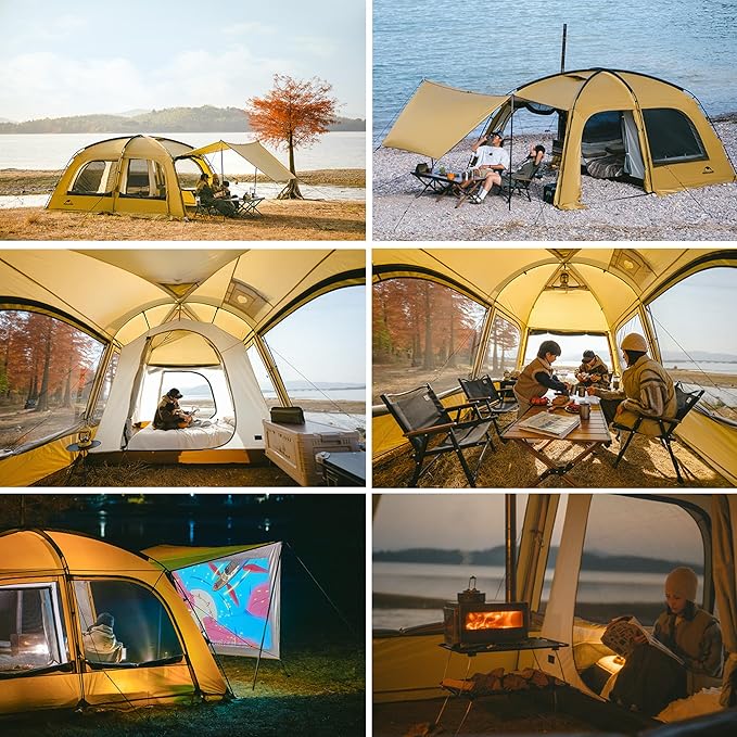 Naturehike7.6 Double Person 4-Seasons Camping Tent, UPF50+ Sun Protection Tent with 7001 Aluminum Alloy Poles, PU2000mm+ Waterproof Tent for Outdoor Camping,Picnic