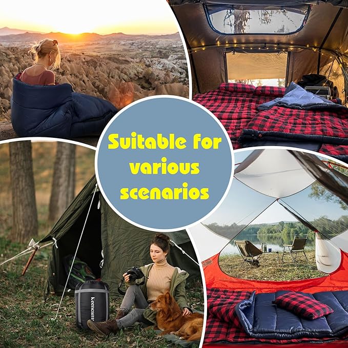 0 Degree Sleeping Bag Cotton Flannel Winter Cold Weather for Adults XXL Sleeping Bag 4 Season Big and Tall with Pillow Compression Sack