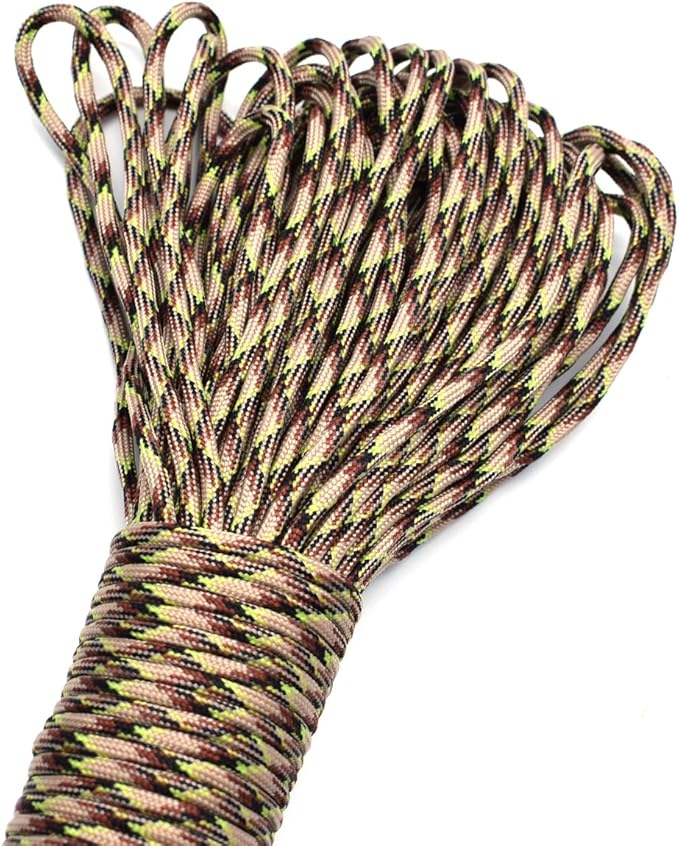 100ft Type III 7 Strand Core Paracord 550 Parachute (76# Paddy Camo)