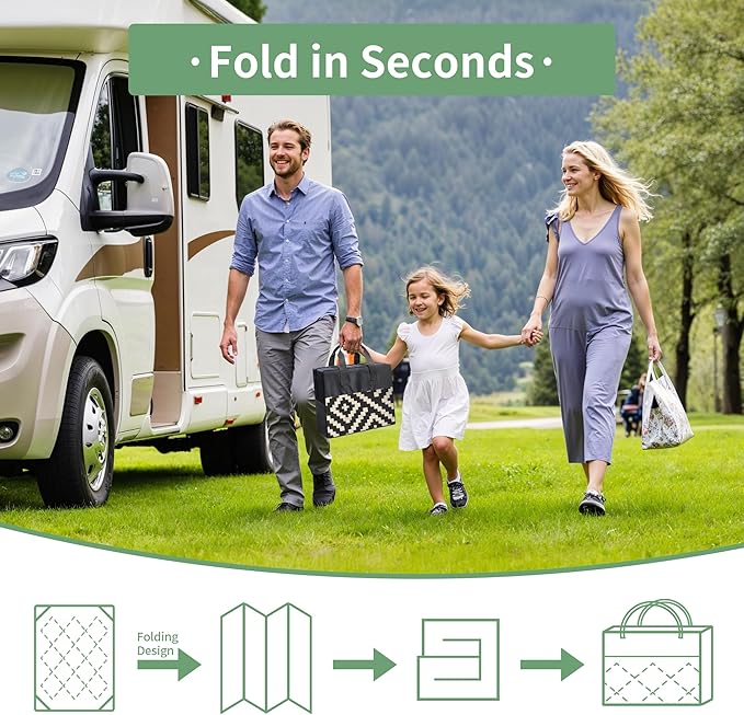 Outdoor Rug for Patio - Waterproof Plastic Straw Camping Rugs 5x8 ft, Reversible Outdoor Indoor RV Mat Carpet for Patio, Porch, Deck, Balcony, Picnic, Beach, Black Beige