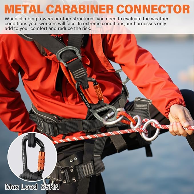 TRSMIMA Safety Harness Fall Protection - Roofing Full Body Climbing Harness Men Tree Work Rock Climbing Chest Ascender Detachable Design