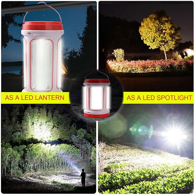 Solar LED Searchlight, Rechargeable Super Bright 10000LM Handheld LED Spotlight Lantern, Multifunctional LED Camping Lamp Flashlight, 5 Light Modes, Power Bank, IPX4 Waterproof, for Emergency