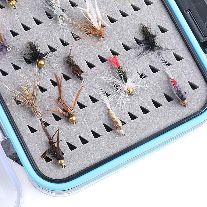 M MAXIMUMCATCH Maxcatch Fly Box Two Sided Waterproof Jig Fly Fishing Boxes for Dry Wet Nymph Flies 4 Sizes Clear Lid