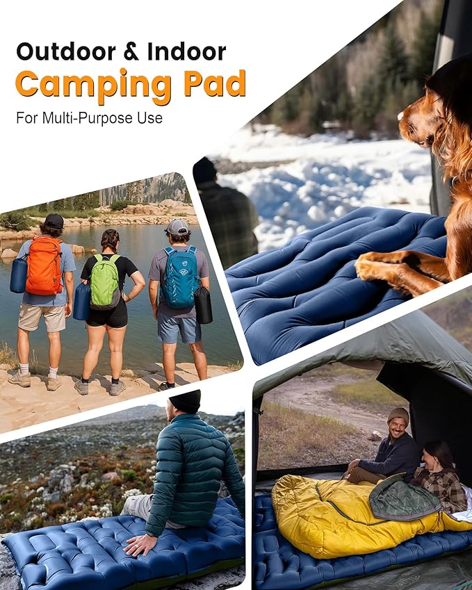 Camping Sleeping Pad,5.9 Inch Thick Camping Mat with Built in Pillow and Foot Pump,Self Inflating Sleeping Pad Ultralight for Camping Backpacking Tent(Green