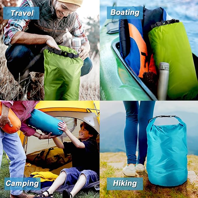 Waterproof Dry Bag 3-Pack, 5L/15L/30L Ultralight Dry Sack Portable Storage Pouch Pack for Hiking, Backpacking, Kayaking, Camping, Swimming, Boating
