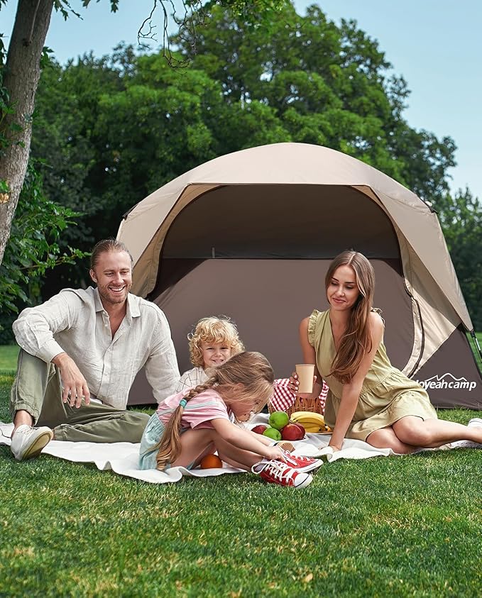 4 Person Blackout Camping Tent, Easy Setup Waterproof Family Dome Tent for Camping with Rainfly, Portable Double Layer Large Family Tent for Outdoor Camping&Hiking