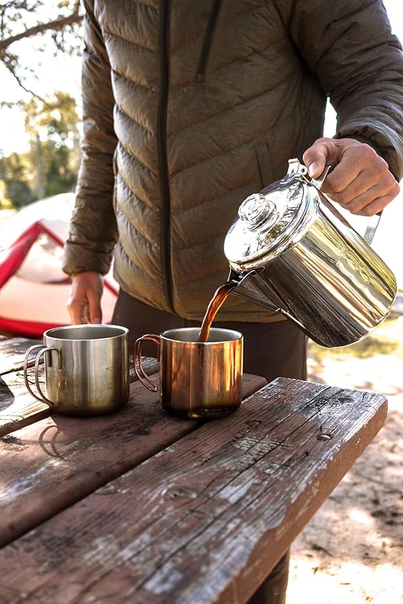 Coghlan's Stainless Steel Coffee Pot - 12 Cup Percolator for Camping, Outdoor Adventures, and Stovetop Brewing - Durable, Portable Coffee Brewer for Classic Flavor