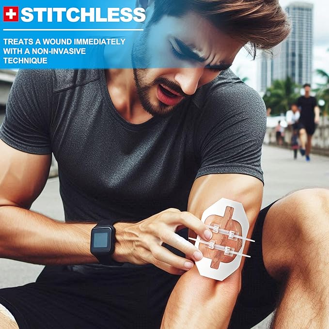 Zip Stitch Wound Closure Kit – 3 Set 12 Pcs Emergency Butterfly Bandages – No Stitch Laceration Closure Strips –Wound Sealing Kit for First Aid, Hiking, Survival