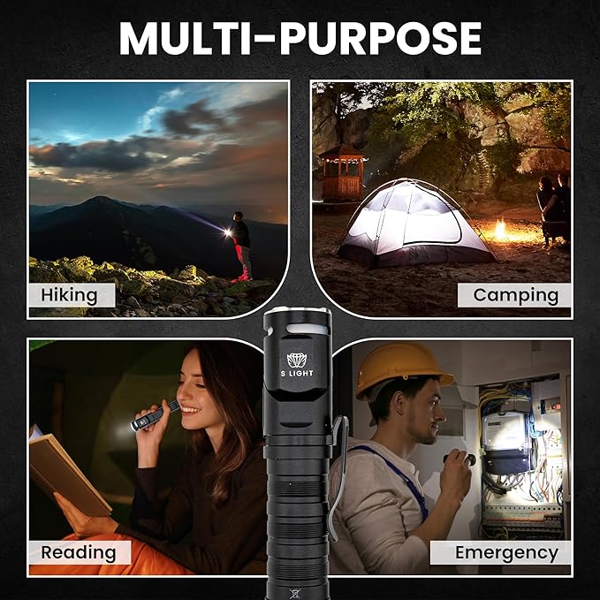 Rechargeable Tactical Flashlight, 1400LM Magnetic Base LED Light with Right Angle Head, Pocket Flashlight for Work, Camping & Emergency, High Lumens, Durable & Water-Resistant