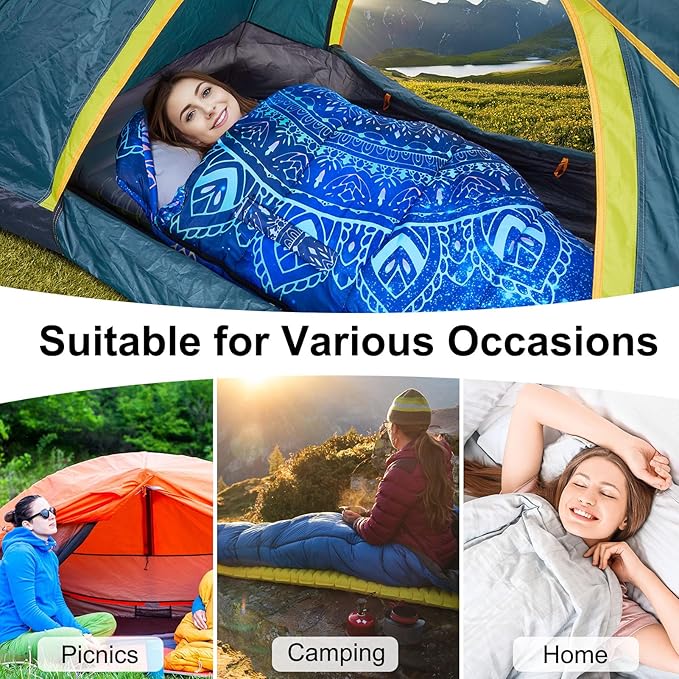 Basumee Sleeping Bags for Adults 3 Season Warm Cool Weather Wearable Camping Sleeping Bag with Compression Bag Portable Backpacking Hiking Camping Essential for Women Men Kids Teens