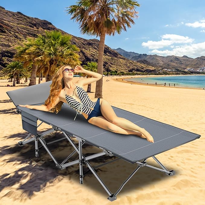 ABORON 2PK Oversized Folding Camping Cot for Adults, Double Layer 1200D, 500lb Capacity, Heavy Duty Guest Cot with Mat & Carrying Bag for Indoor & Outdoor Use